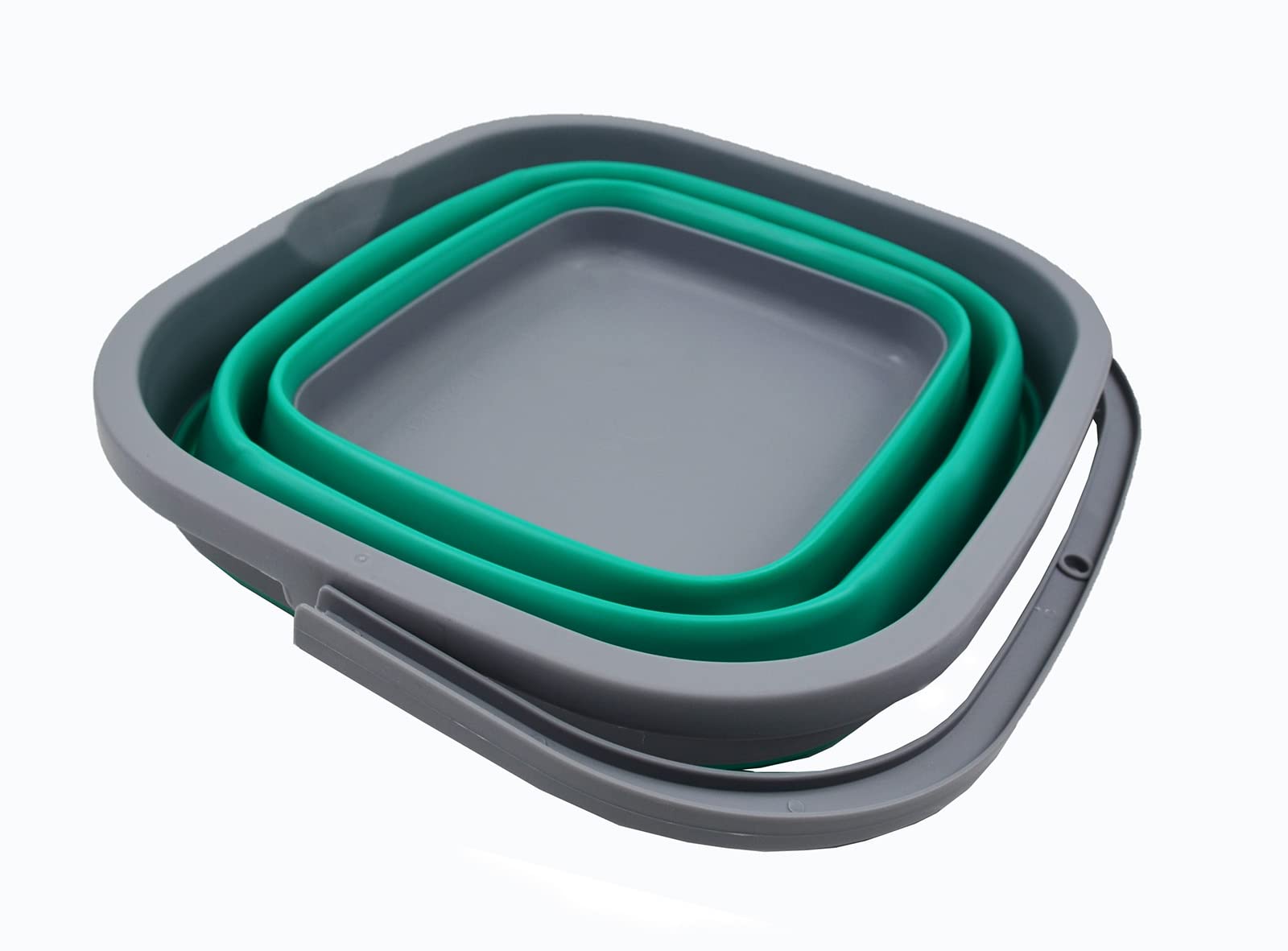 SAMMART 11L (2.9 Gallon) Collapsible Rectangular Handy Basket/Bucket (1  Dark Grey/Bluish-Green)